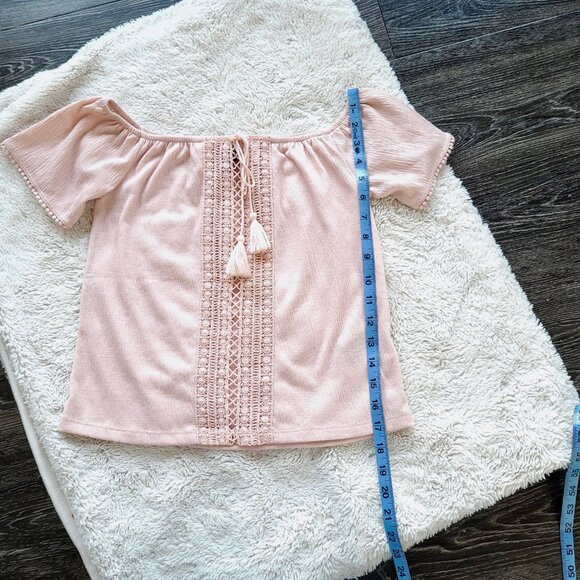 H&M Divided Off The Shoulder Crochet Detail Front Blouse in Old Rose Size XS - Picture 9 of 10